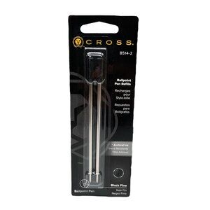 Cross  Ballpoint Pen Refills Black Fine Pt 2 Pack New In Pack 8514-2  2 Refills